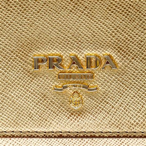 prada leather wallet gold bar|leather wallet Prada price.